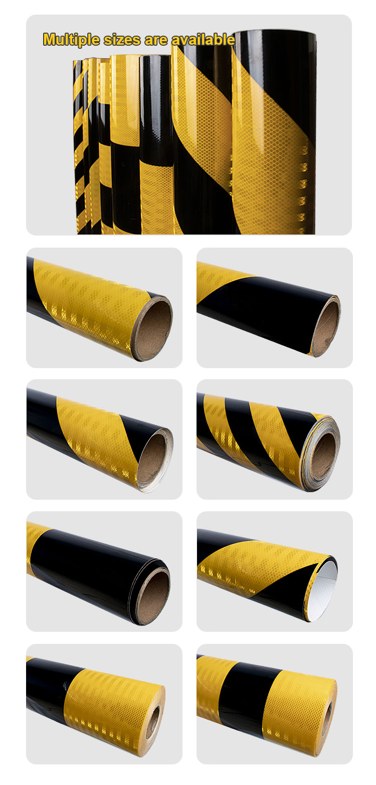 Yellow black hazard reflective sheeting